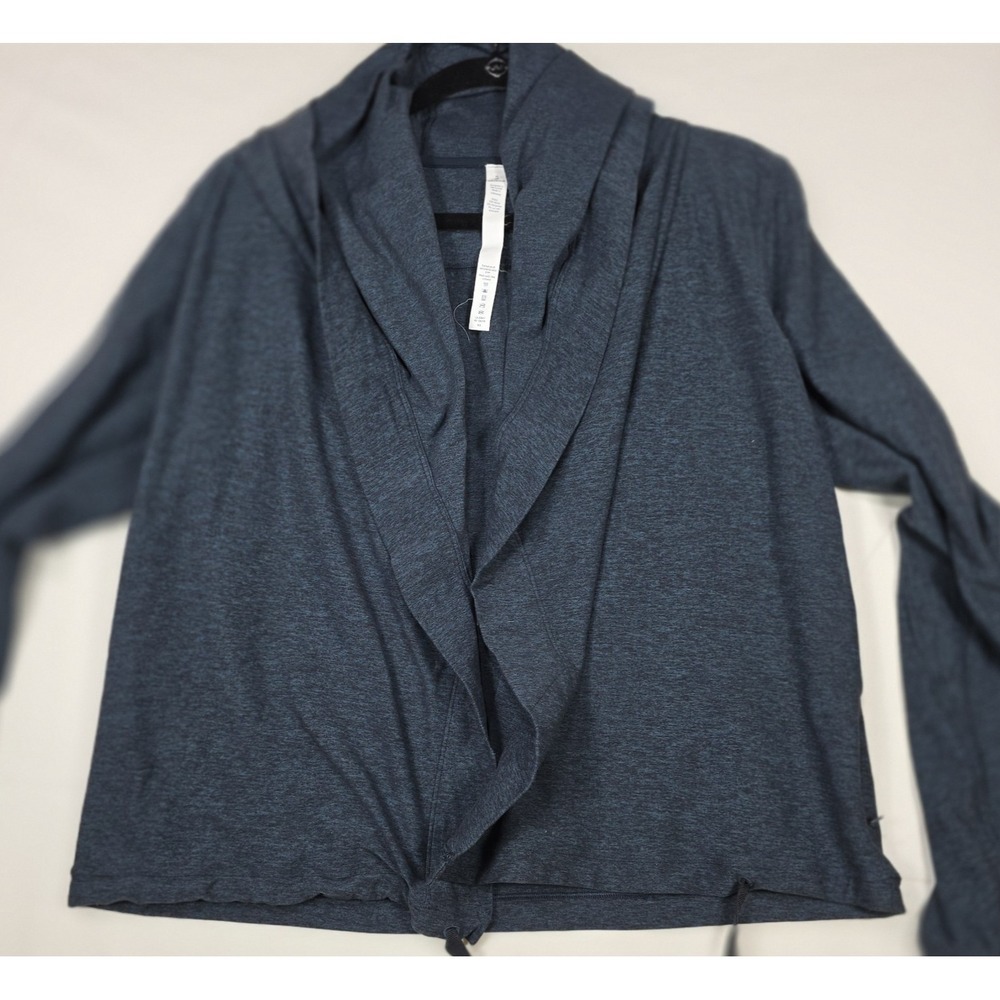 Lululemon Womens Ready To Rulu Wrap Hoodie 8 Blue Heathered Draped Open Front